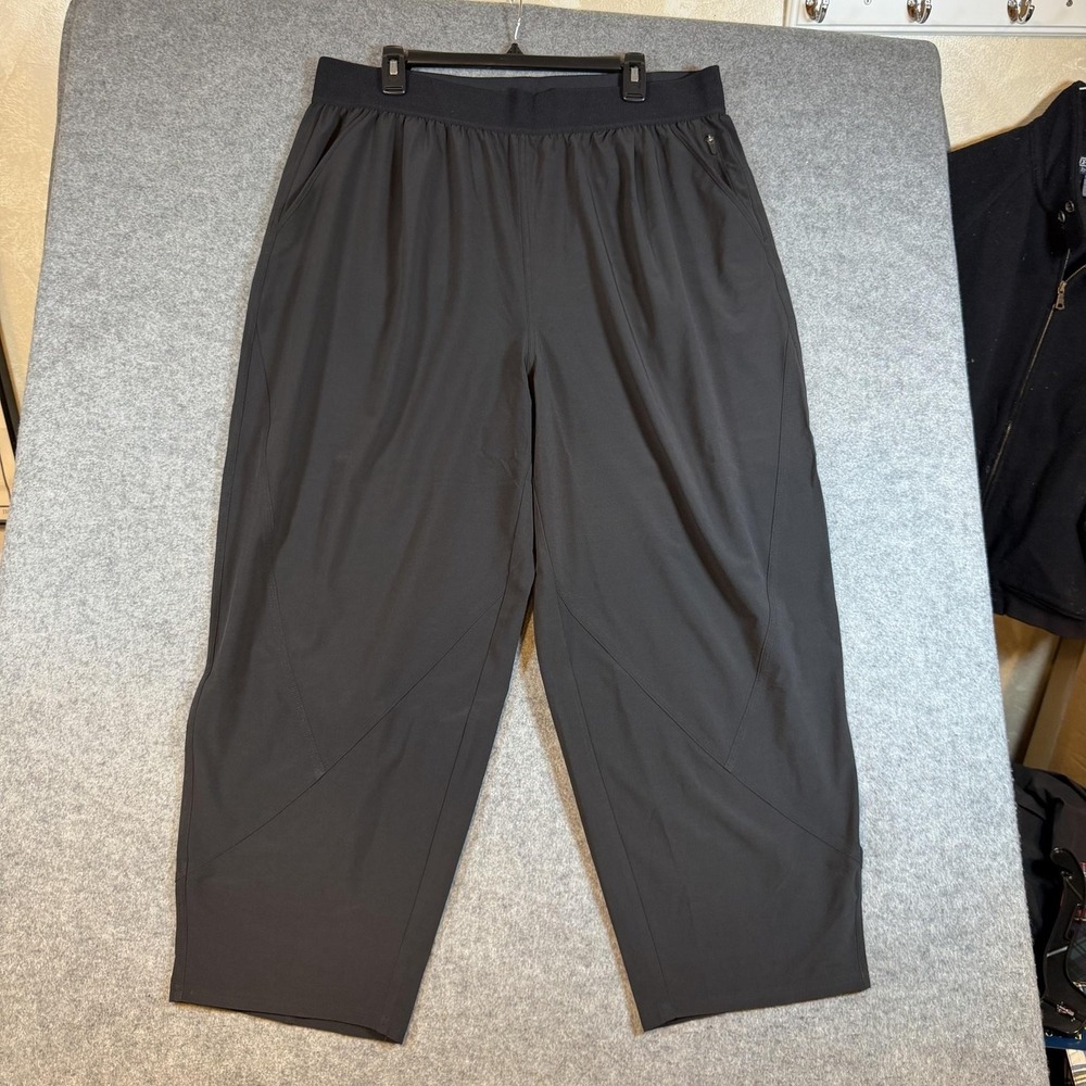PrAna Pants Mens XL Black Stretch Track Pants Elastic Waist Zip Pockets Travel